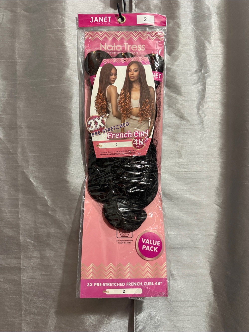 Nala Tress 3X Pre-Stretched French Curl 48" Hair - Black with Brown Ends